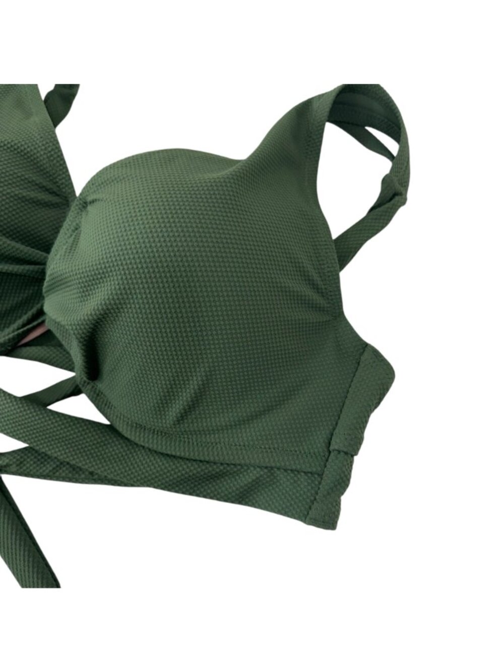 Shade & Shore Womens Green Bikini Top Push-Up Swimwear Size 34DD Back Strappy - Picture 9 of 13